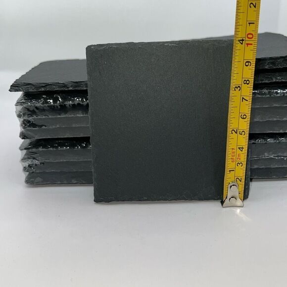 Slate Stone Drink Coasters 5 Sets of 4(20 total) Square Black Natural Edge Stone - Picture 3 of 6